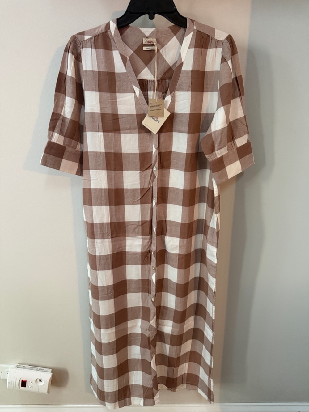 Faherty Helena Dress - Brownie Buffalo Check (100% Cotton!!!)
